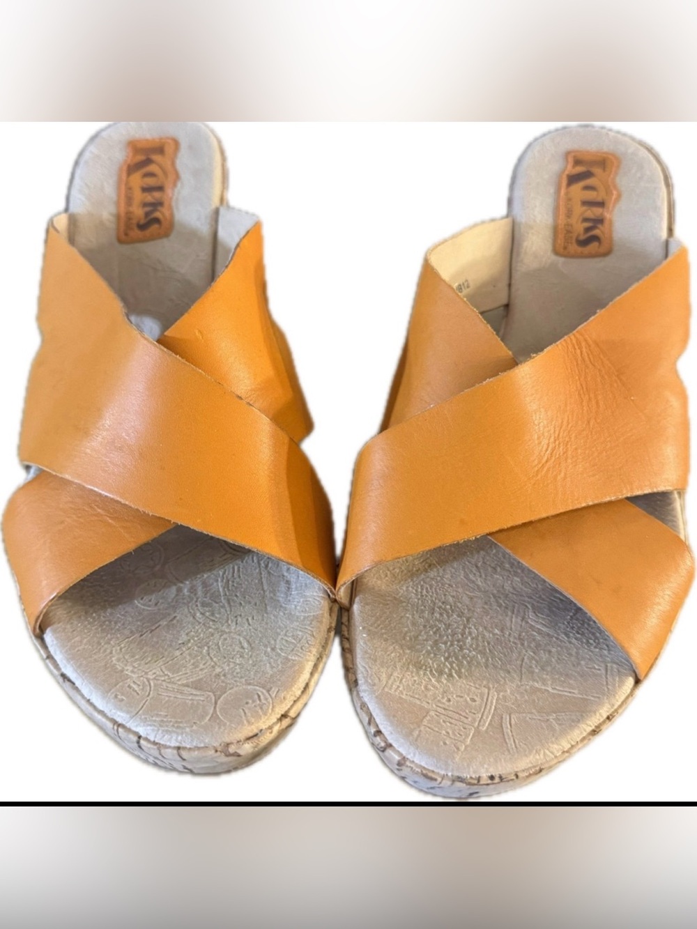 Korks by Kork-Ease Leather Slide Sandals | Size 11 | Cork Wedge Platform | EUC